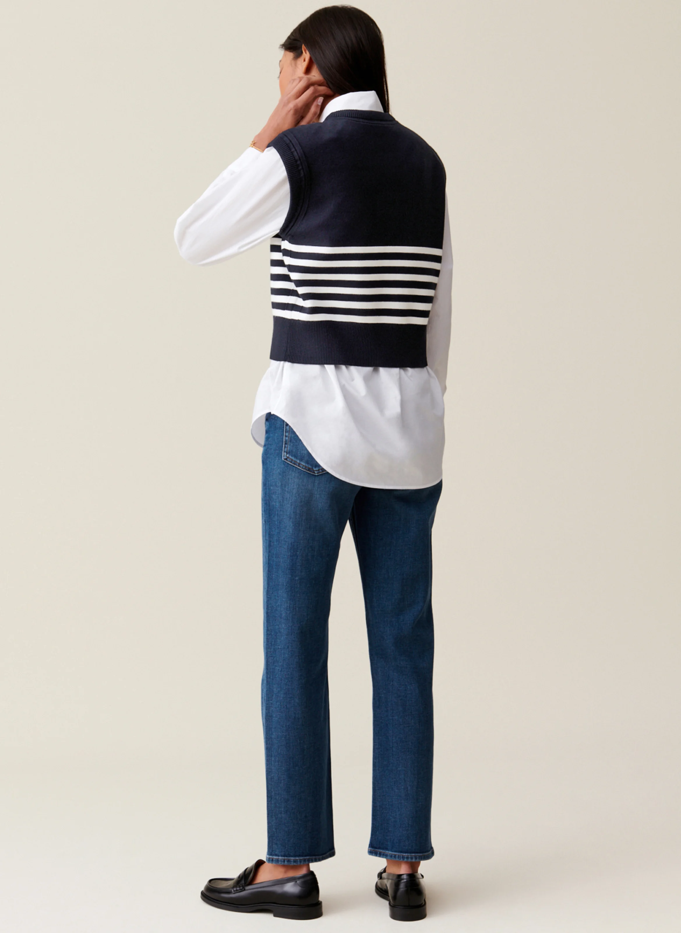 Pull col rond rayé | Multicolore