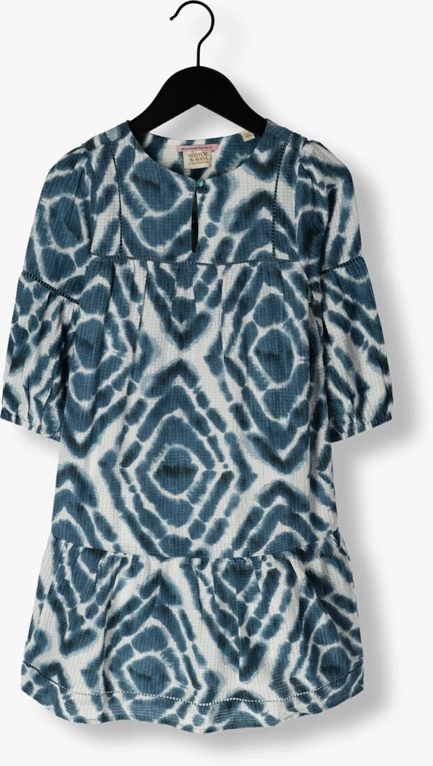 SCOTCH & SODA groene scotch & soda mini jurk all-over printed ladder tape midi dress