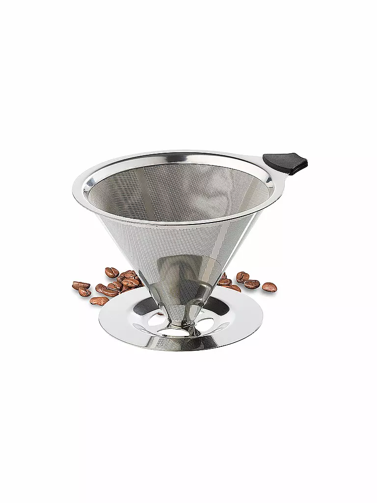 CILIO Dauerfilter für Kaffee mit Standfuß EDELSTAHL Gr.4 silber