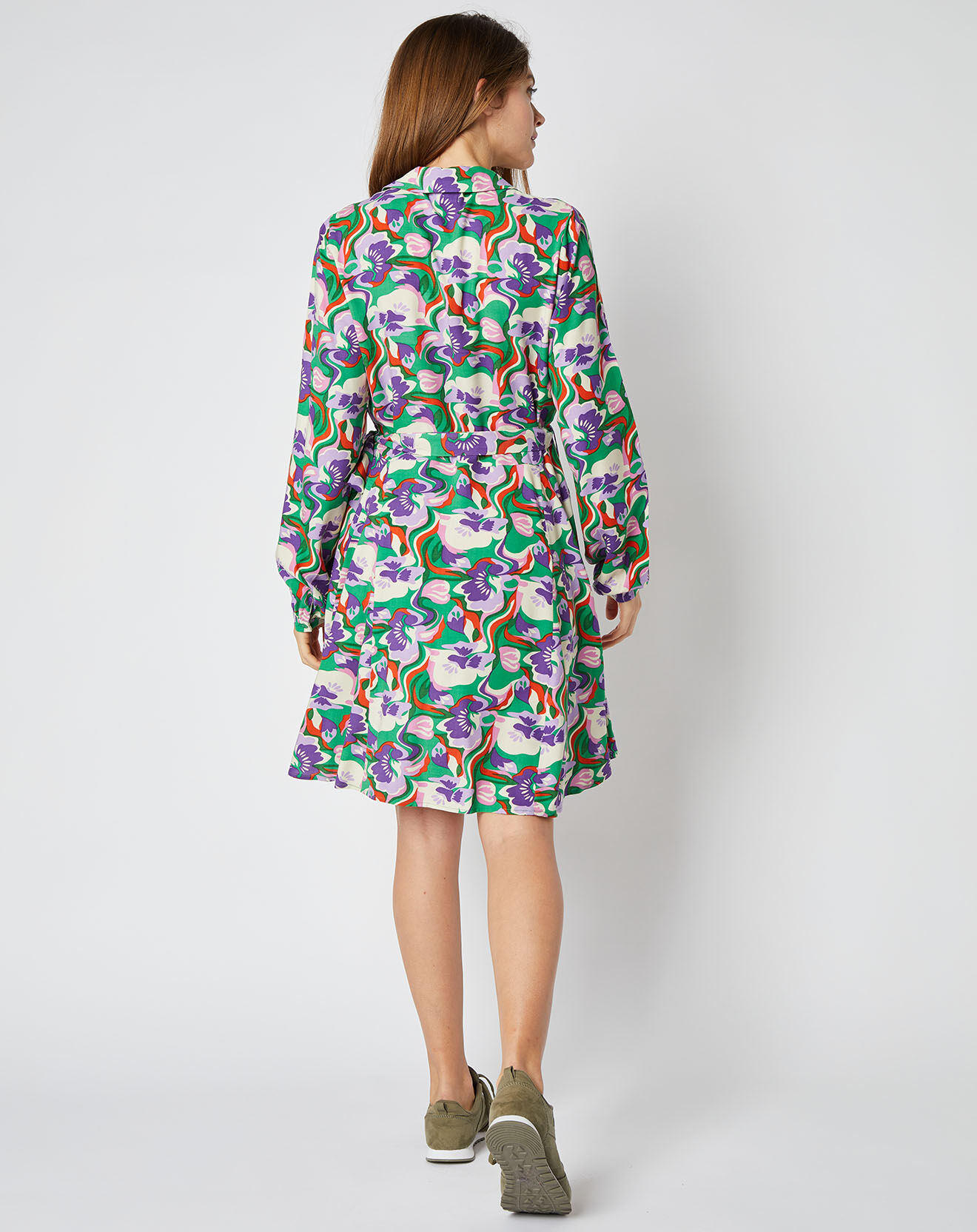 An'ge Robe chemise courte Thelma à motifs vert/multicolore