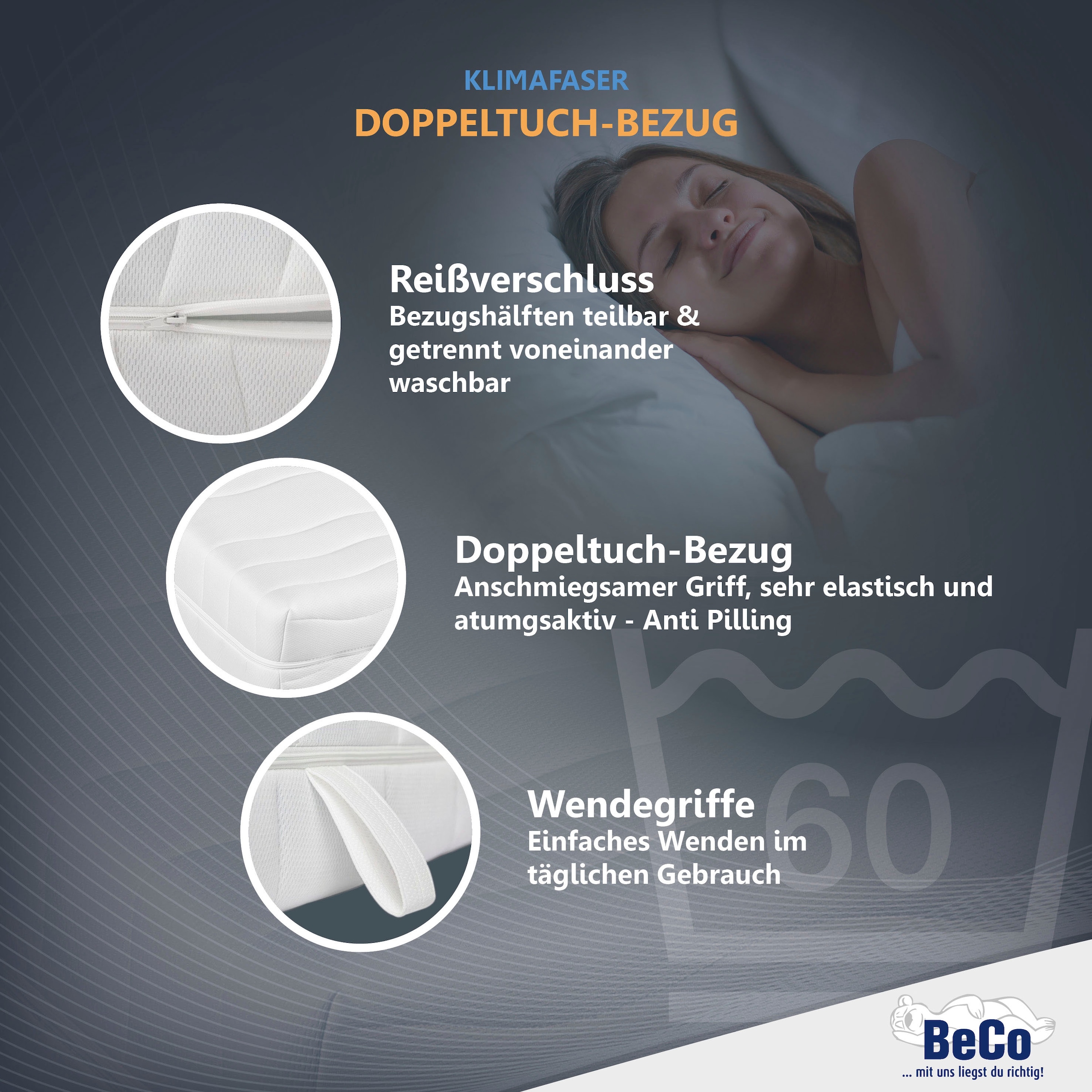 Beco Komfortschaummatratze »2 Dreams, Wendematratze mit 2 unterschiedlich festen Liegeseiten« 21 cm hoch Raumgewicht: 35 kg/m³ 1 Stk. tlg. Matratze in 90x200 cm und weiteren Grössen, mit Gelschaumeinlagen