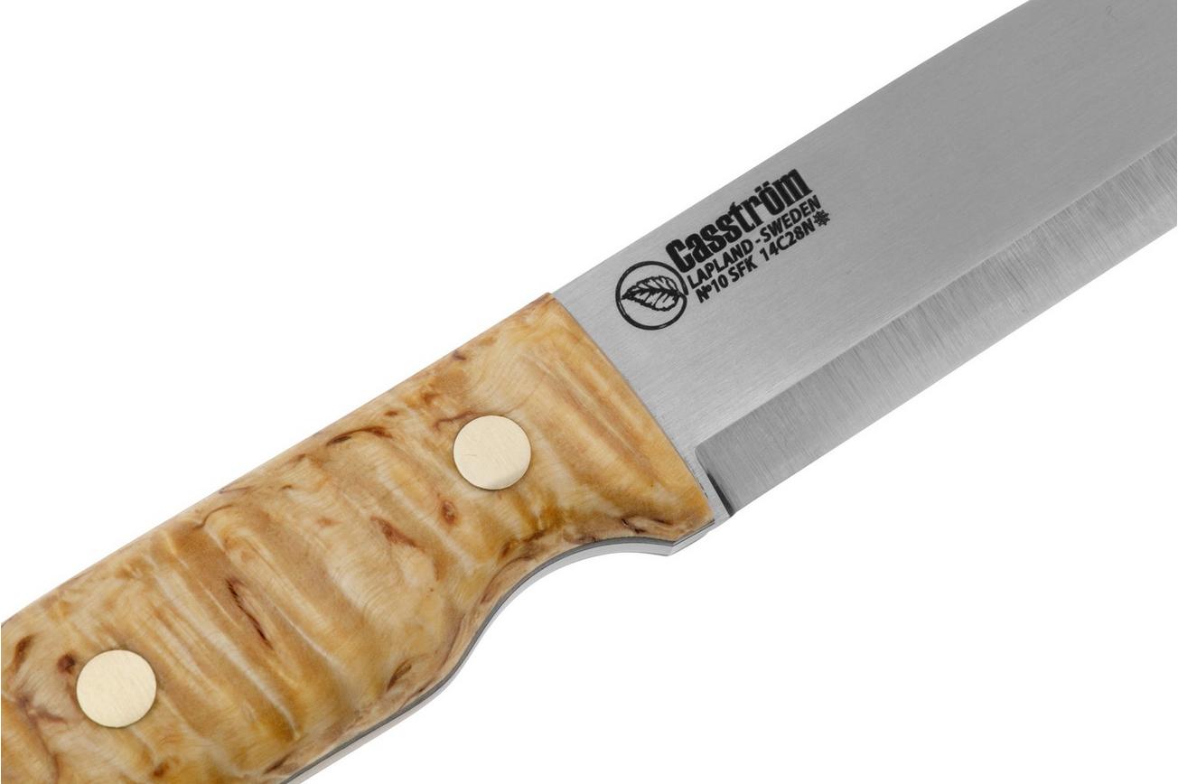 Casström No. 10 Swedish Forest Knife Scandi 14108, 14C28N Curly Birch Kydex, bushcraftmes