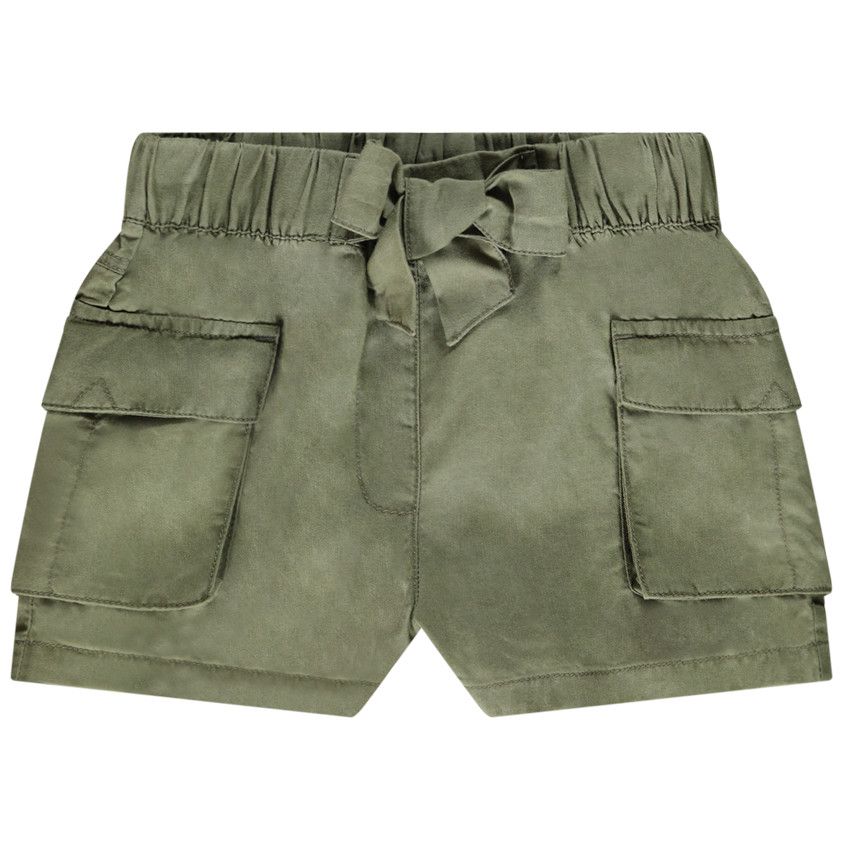 Short style cargo en lyocell avec poches pour fille - Vert