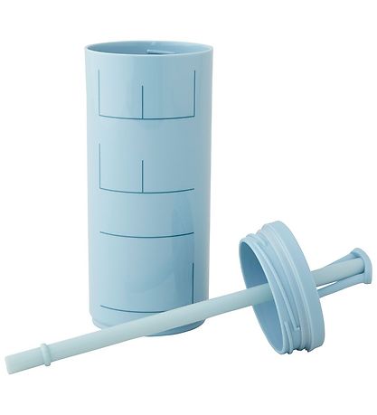Design Letters Becher m. Strohhalme - 500 ml - Travel - Hellblau