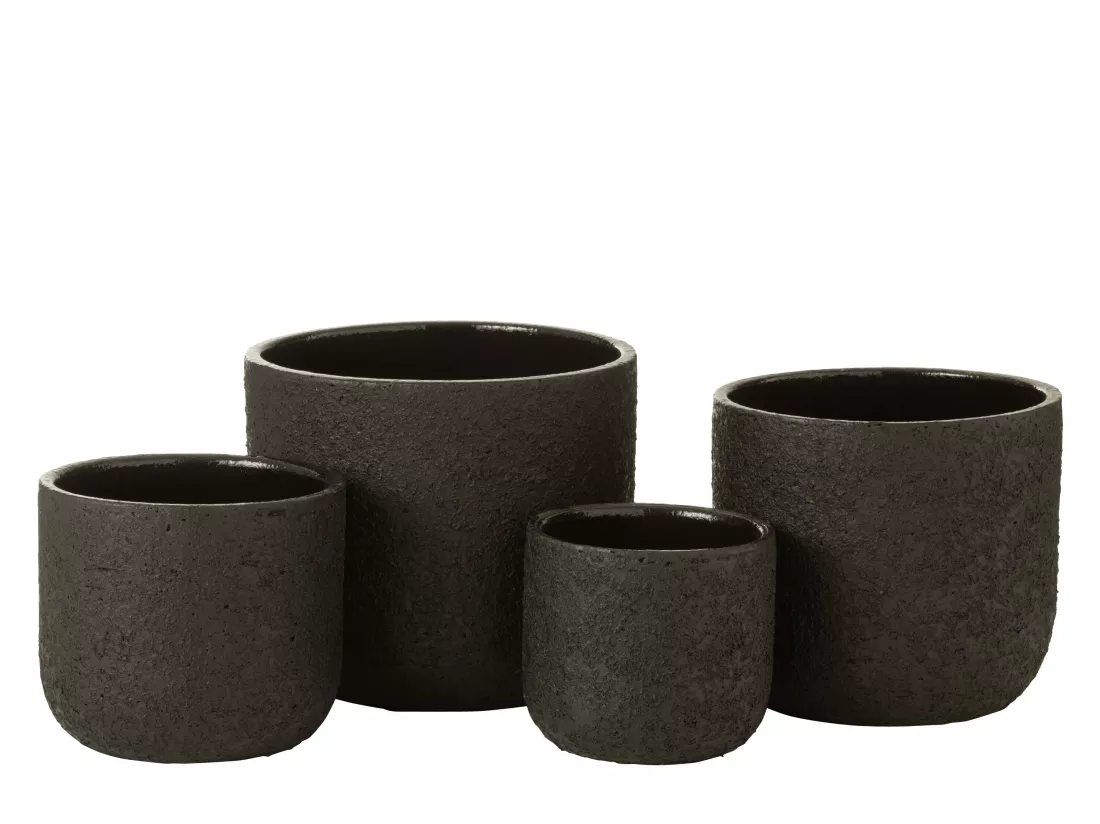 Cachepot rugueux ceramique noir x-large 25x25x23cm