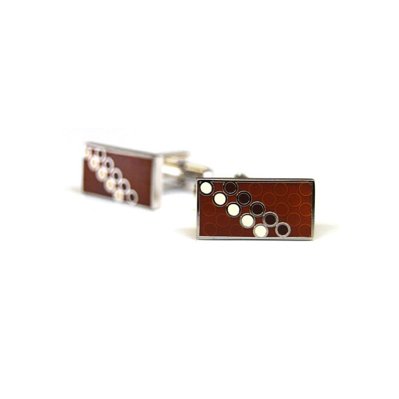 Boutons de manchette, Disco Silver Metal, Marron