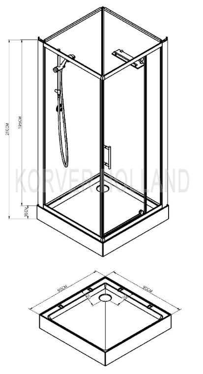 Mueller Solano complete douchecabine kitvrij 90x90x210cm