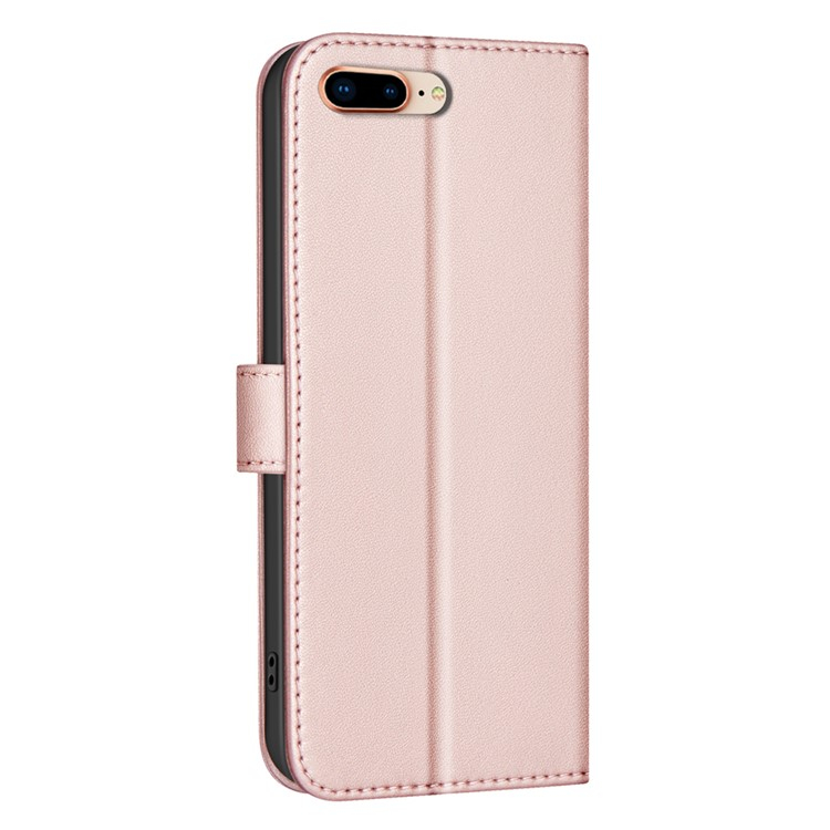 iPhone 16e Leder Tasche Flip Cover Kartenfächer Gittermuster   Handschlaufe - Roségold