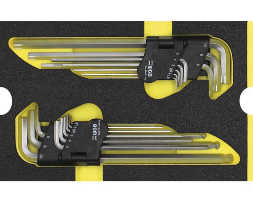 Module-inzetstuk voor WGB-stiftsleutelsets, maat M, 268 x 38 x 171 mm, zwart, set van 2