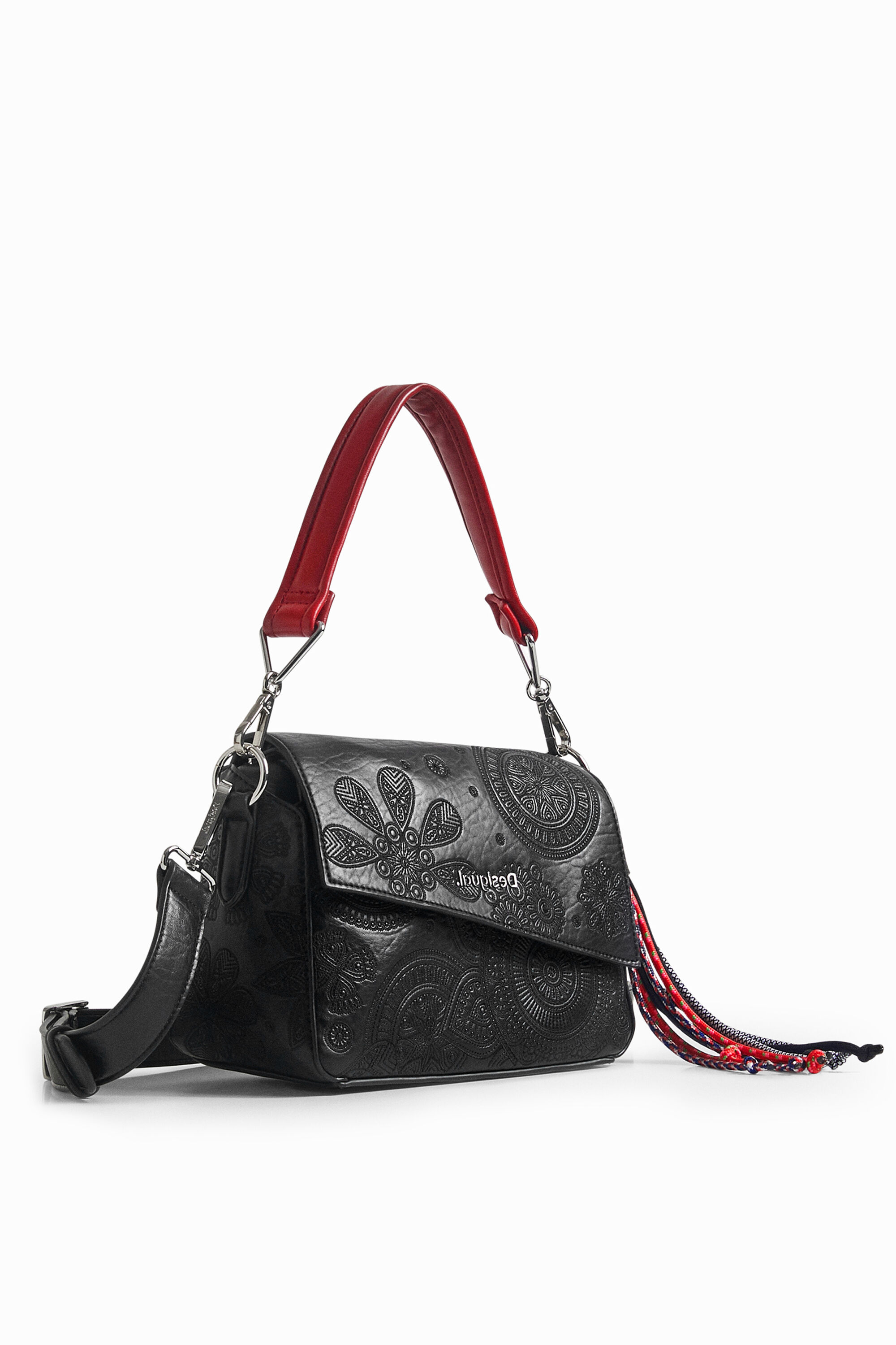 Bolsa de mão com aba assimétrica