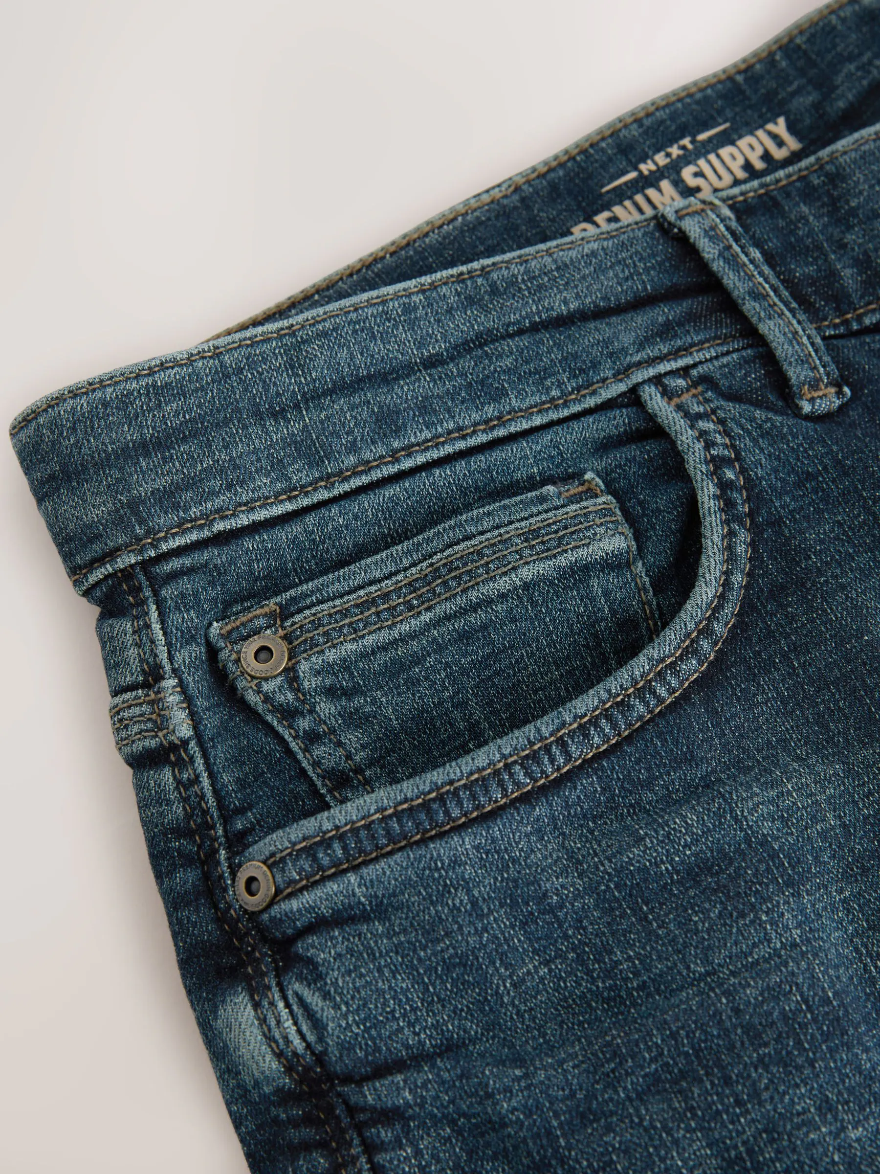 Vintage blauw - Standaard toelopende pasvorm - Authentieke stretch denim jeans
