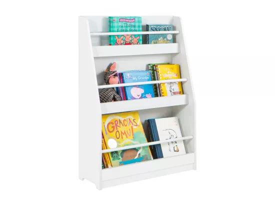 Bibliothèque Montessorienne pour Enfants, Étagère à Livres Étagères à 3 hauteurs, Blanc, KMB45-W