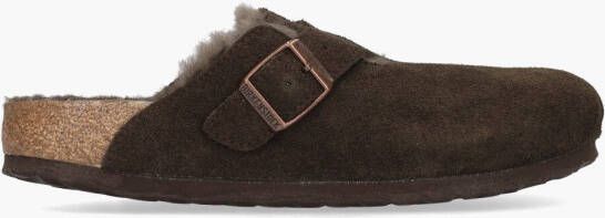 Birkenstock slipper BOSTON Shearling Mocca Suede Leather narrow