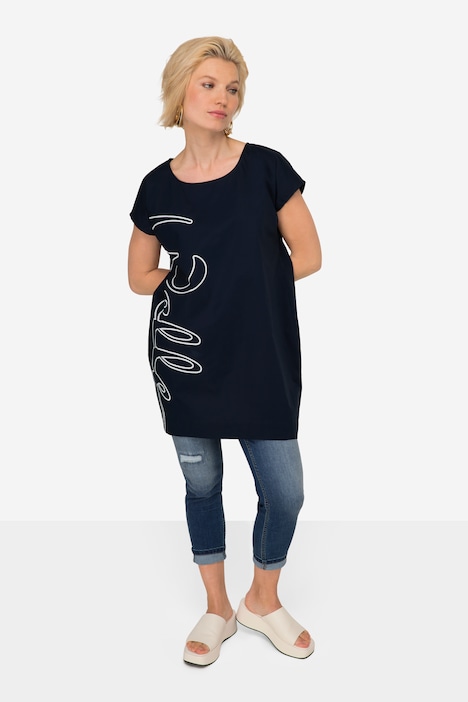 Kleid, Straight Fit, Rundhals, seitlicher Schriftzug Welle