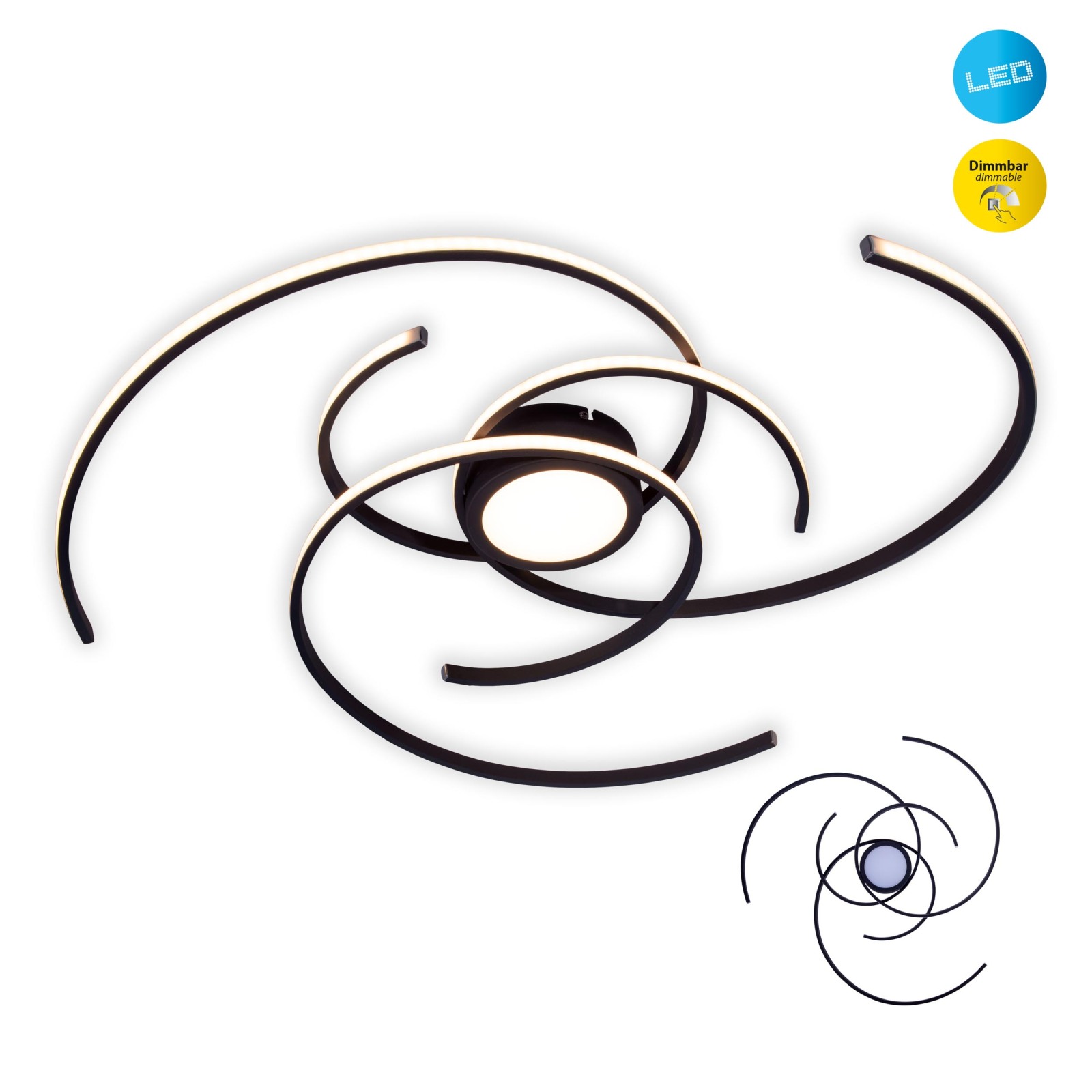 LED-Deckenleuchte RADON - schwarz - dimmbar - 75 cm