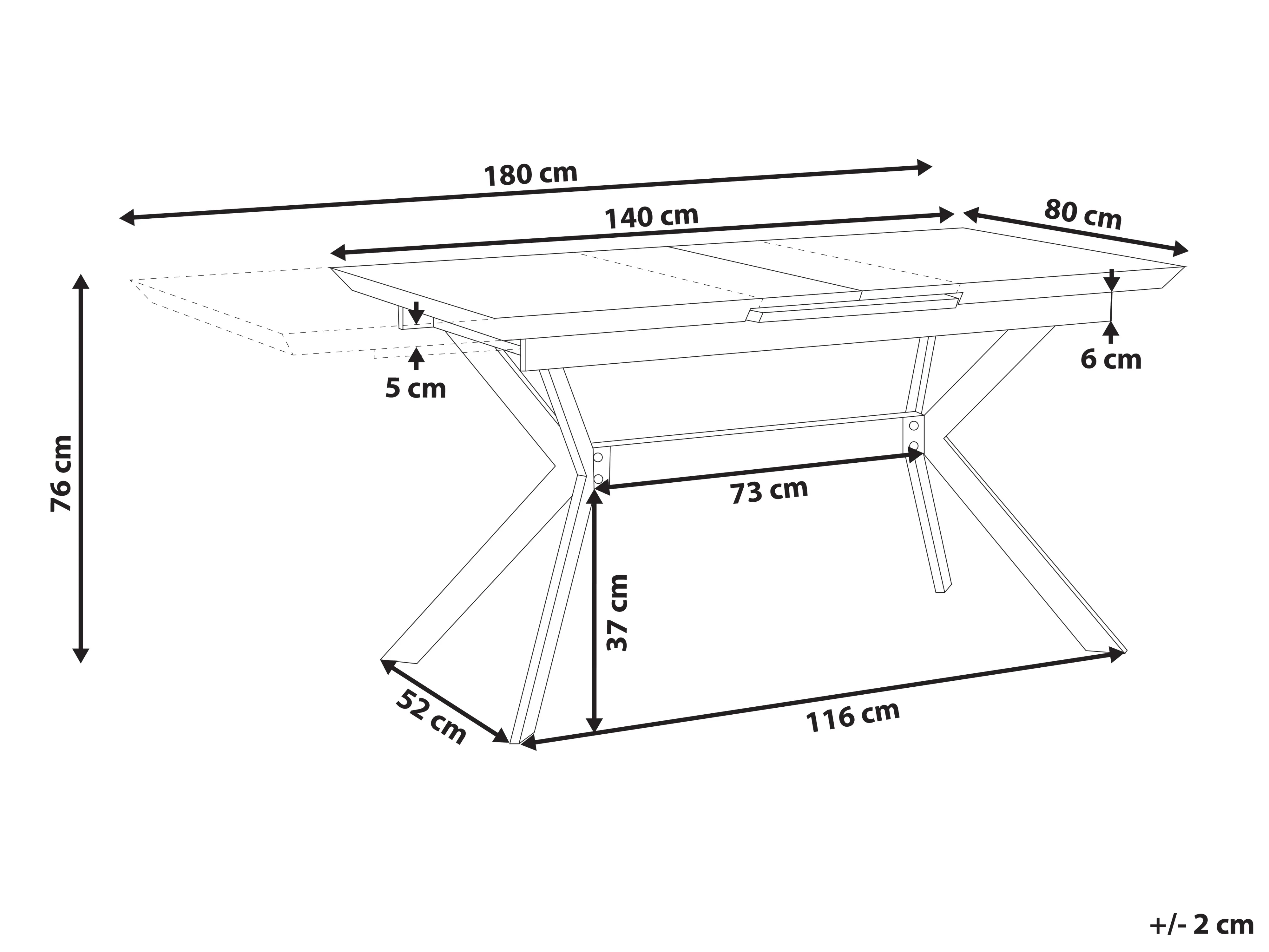 Eettafel uitschuifbaar BENSON Lichtgrijs 80 cm 140/180 cm