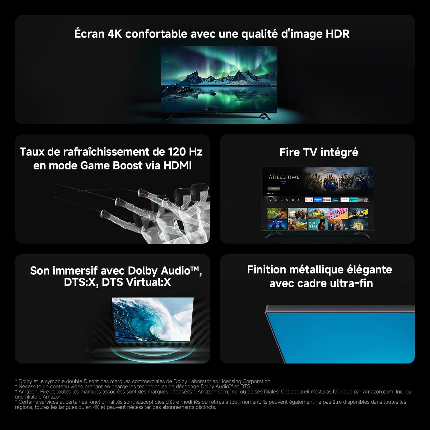 Xiaomi TV F 50, 127 cm (50 Pouces), 4K UHD, Smart TV, Fire TV, Contrôle Vocal Alexa, HDR10, MEMC, Mode Game Boost 120Hz, 2Go+32Go, Compatible avec AirPlay [Classe énergétique F]