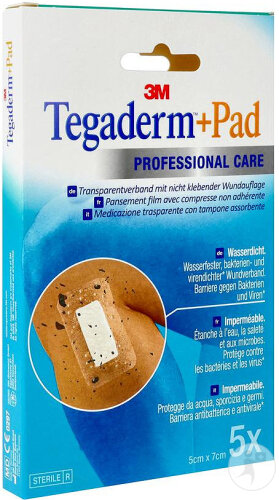 3M Tegaderm+Pad Pansement Transparent Stérile 5x7cm Pièces 5 (3582P)