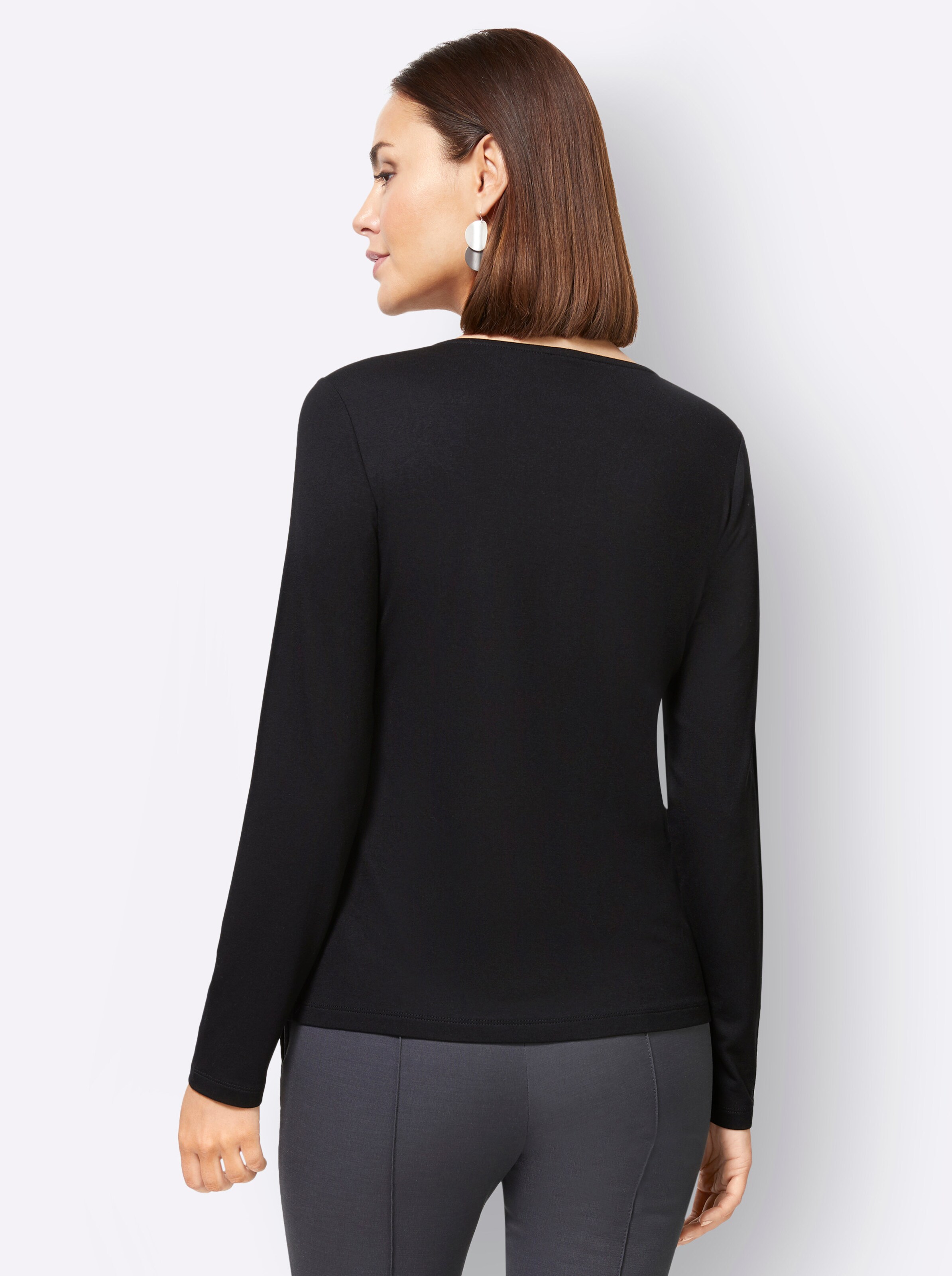Langarmshirt in schwarz
