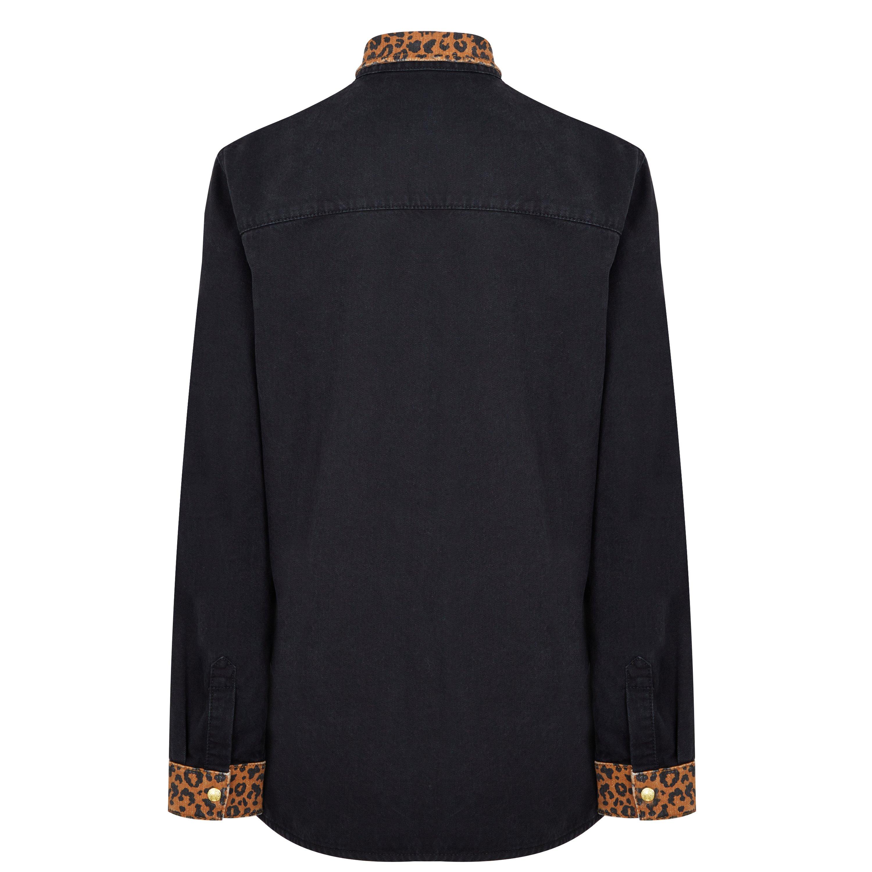 Biba Leopard Collar Denim Shirt