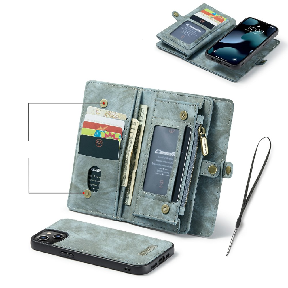 iPhone 13 2in1 Leder Tasche   Magnet Hardcase Karten Etui - Blau