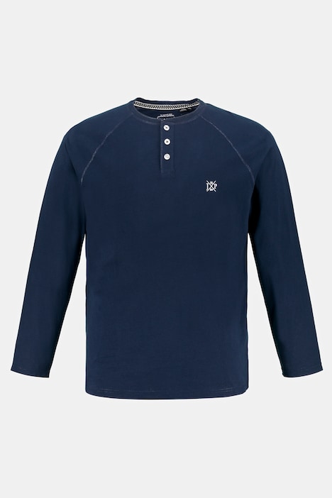 Schlafanzug, Henley, Langarm, lange Hose