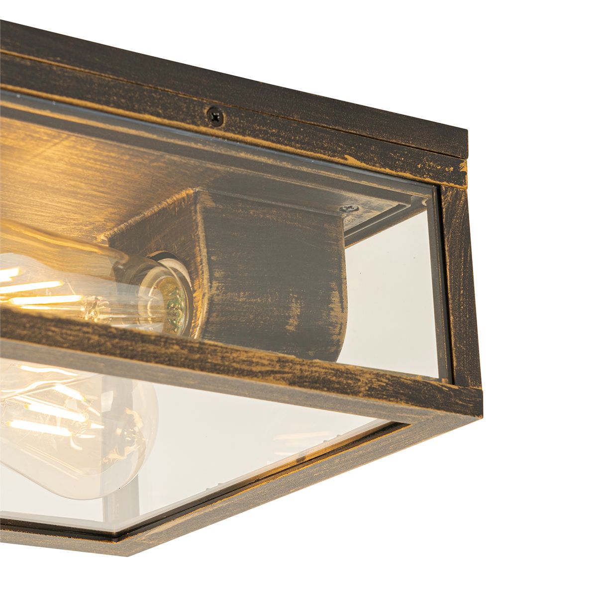 Vintage plafondlamp antiek goud IP44  2-lichts - Charlois