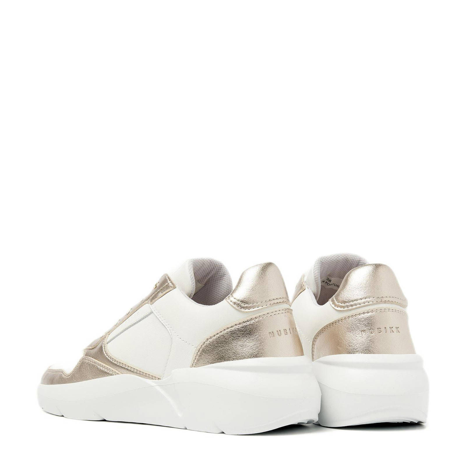 Nubikk leren sneakers wit/goud
