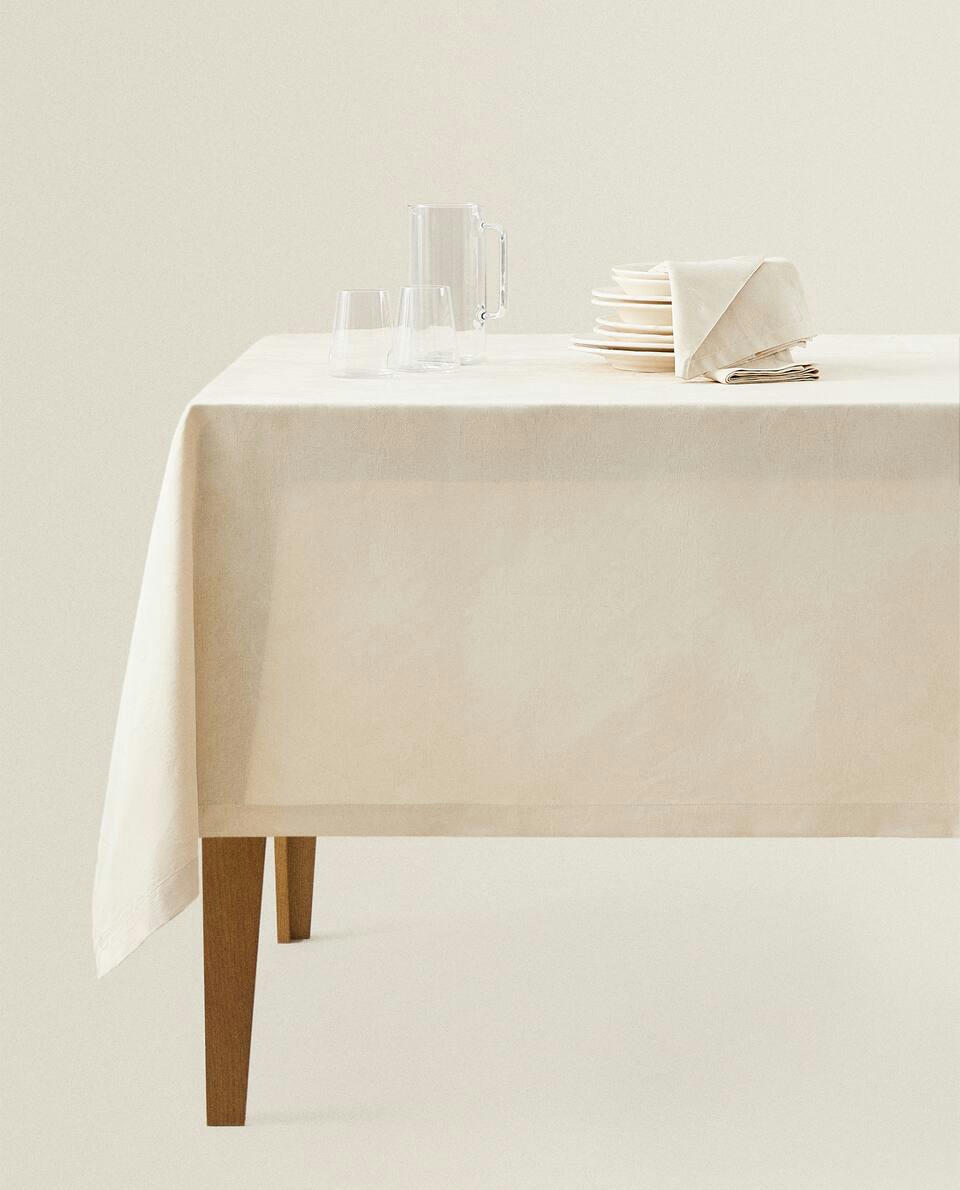 TOALHA DE MESA FLORAL JACQUARD