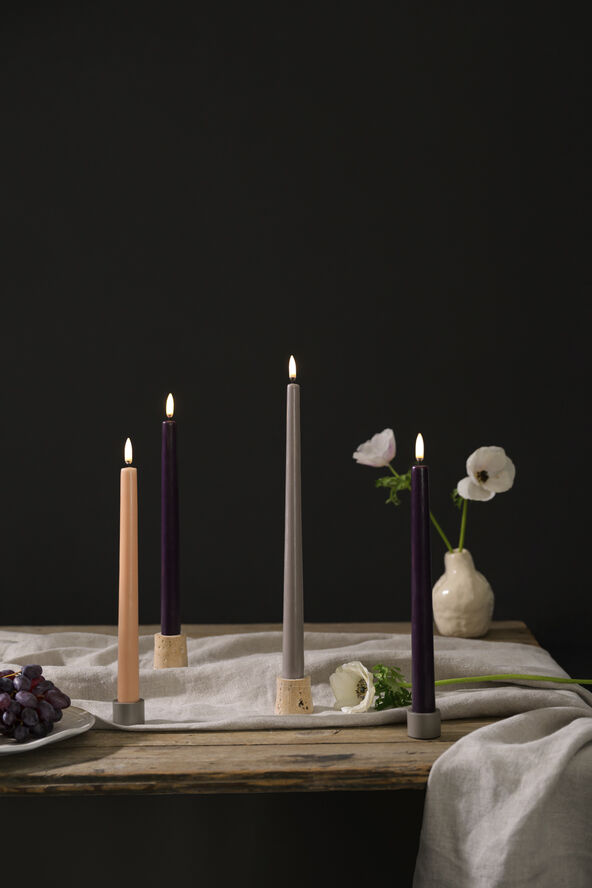 Uyuni LED slim taper candle, Grey, Smooth, 2-pack, 2,3x32 cm Grey