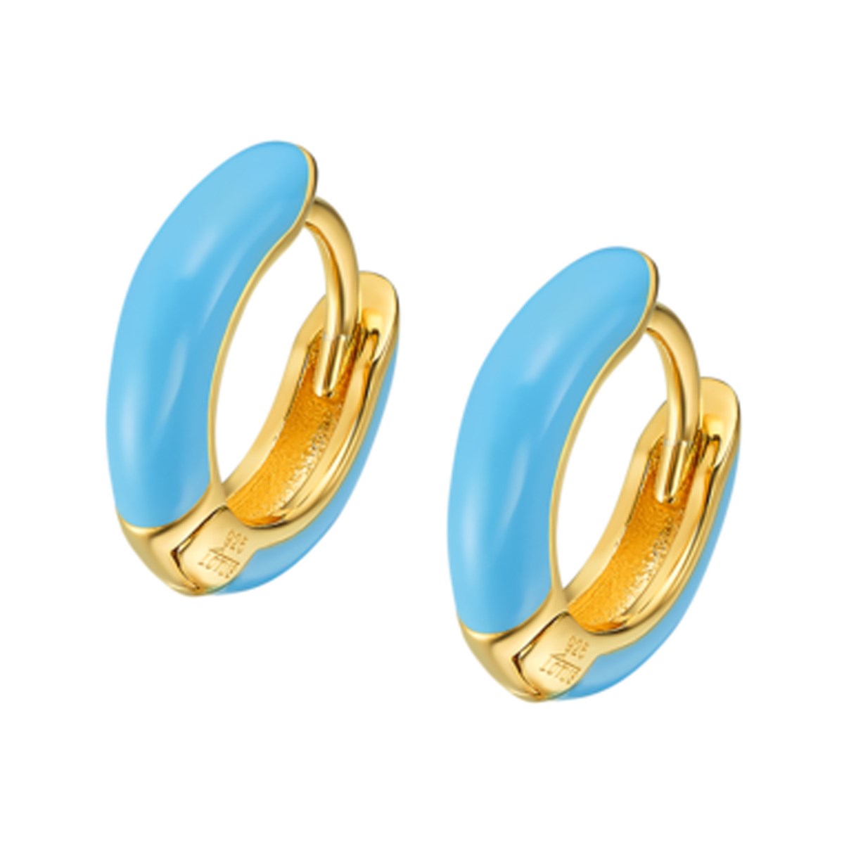 Boucles d'oreilles Créole Lotus Silver en Argentdoré/turquoise