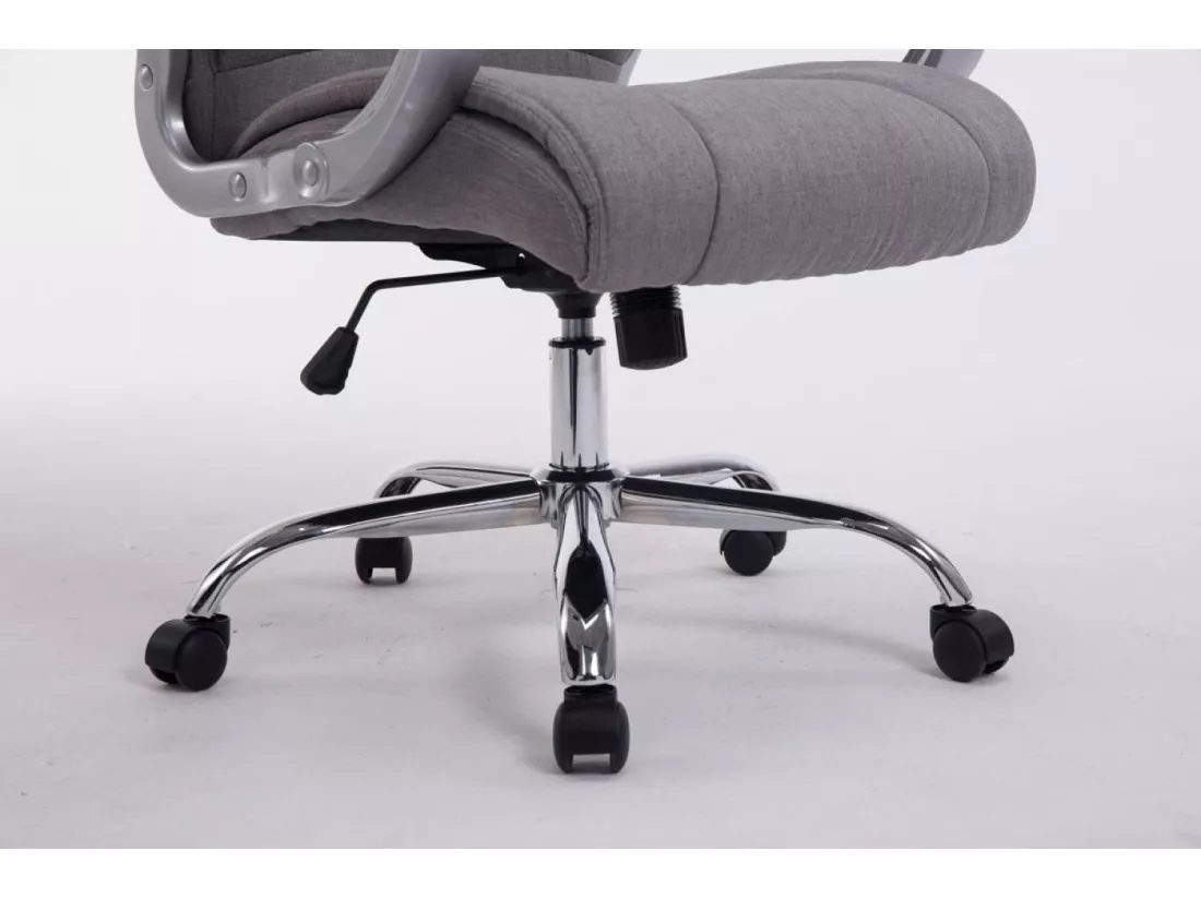 Chaise de bureau - Tissu & Métal chromé - Gris - XL Apoll