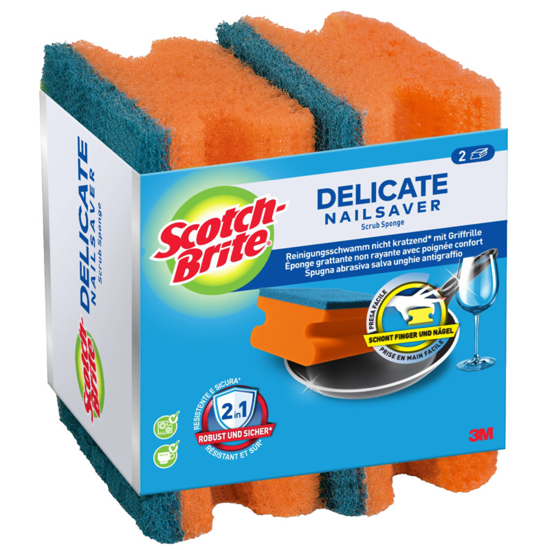Scotch-Brite Reinigungsschwämme Delicate, 2 Stück, blau/orange