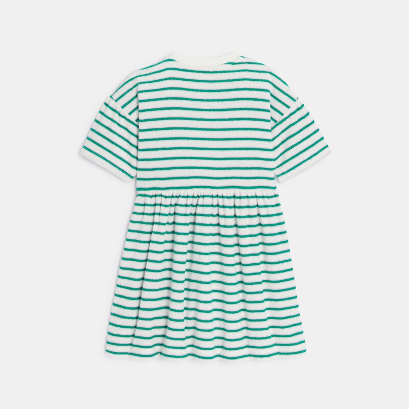 Robe bébé fille blanchehe à rayures vertees bébé fille Catimini Blanc