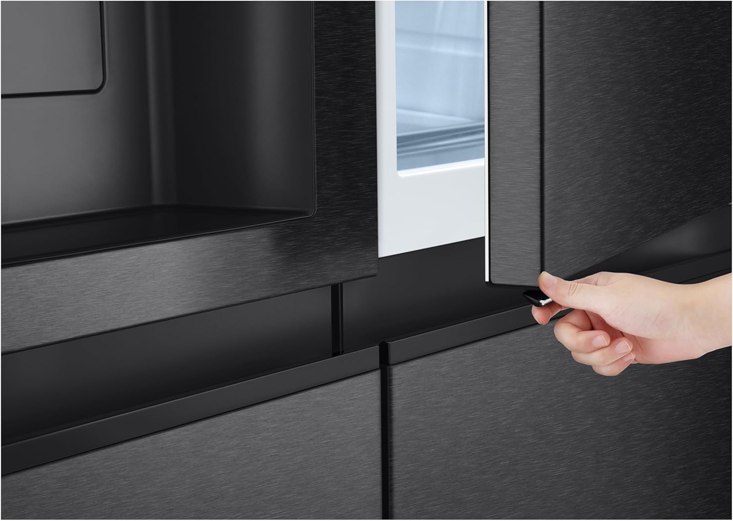 LG Electronics GSJC41EPPE Side by Side Kühlschrank mit Door-in-Door Funktion | kein Festwasseranschluss nötig | Modern Flat Door | Essence Matte Black