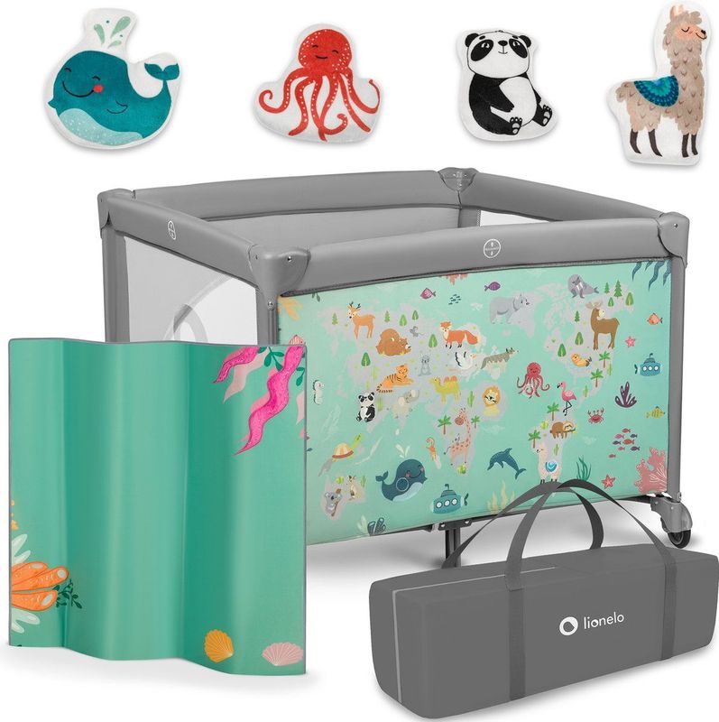Lionelo Mille - Kinderbox - Zintuiglijke Mat - Speelgoedset - Draagtas - Verrijdbare Wielen