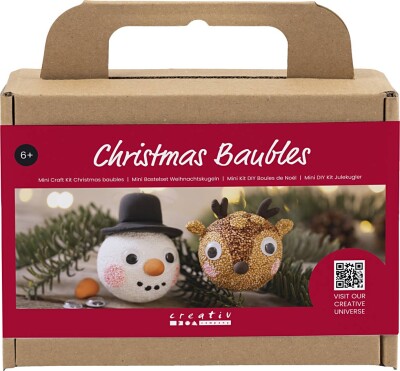 Mini Diy Kit Julekugler - Rensdyr Og Snemand