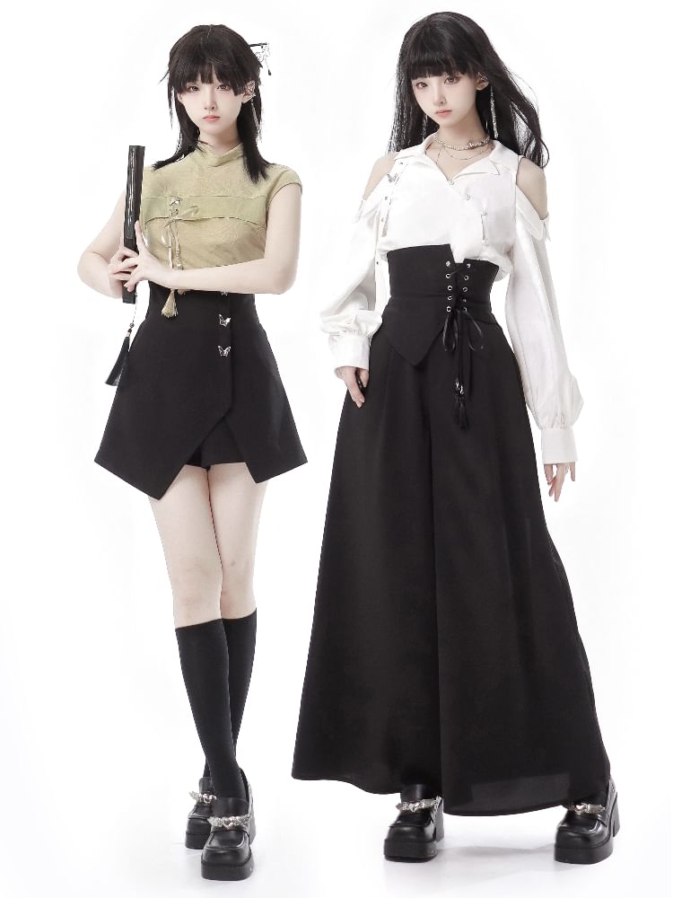 Florimi - High Wait Plain Asymmetrical Skort