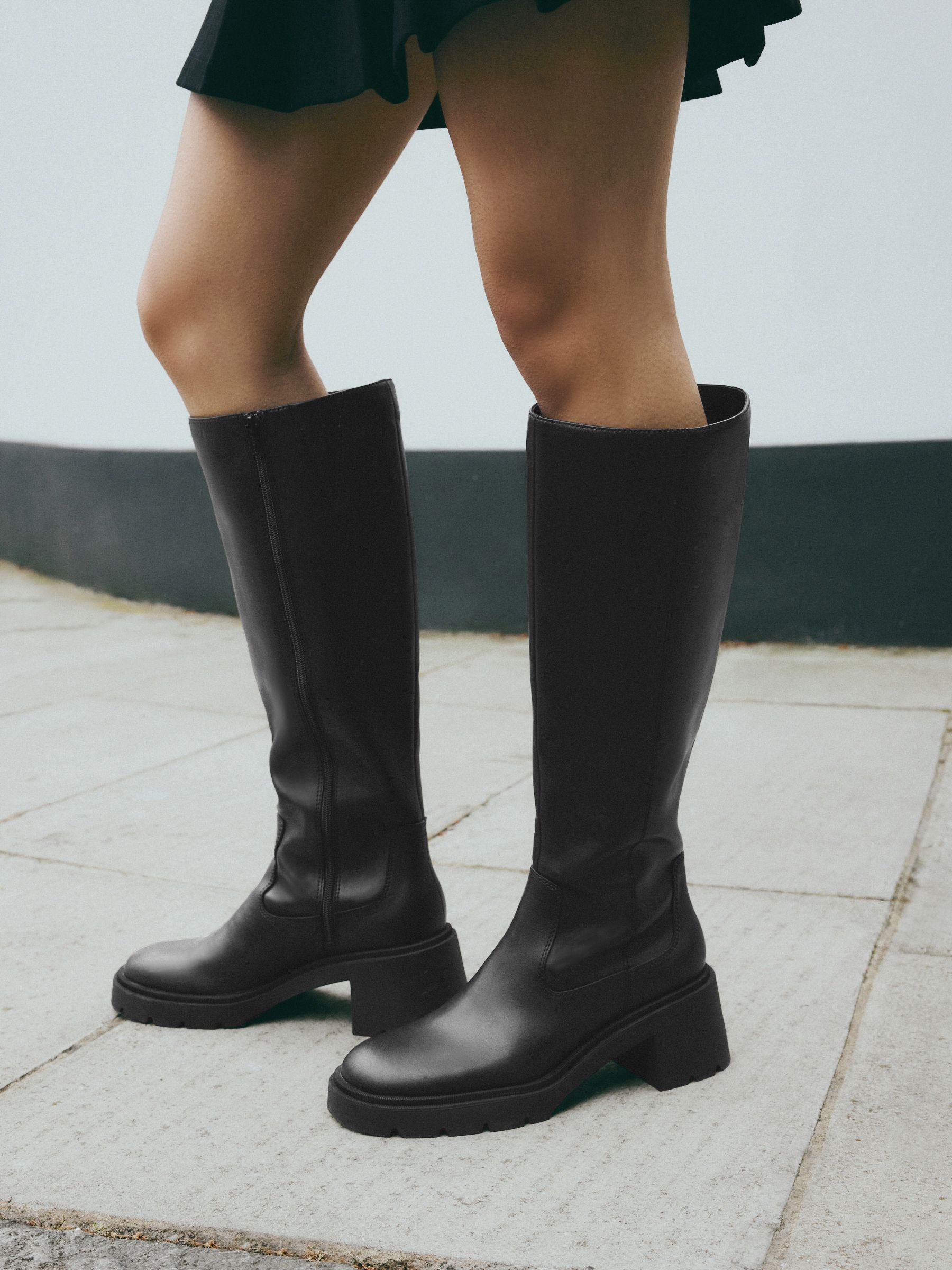 Zwart - Forever Comfort® Chunky Heeled Round Toe Knee High Boots
