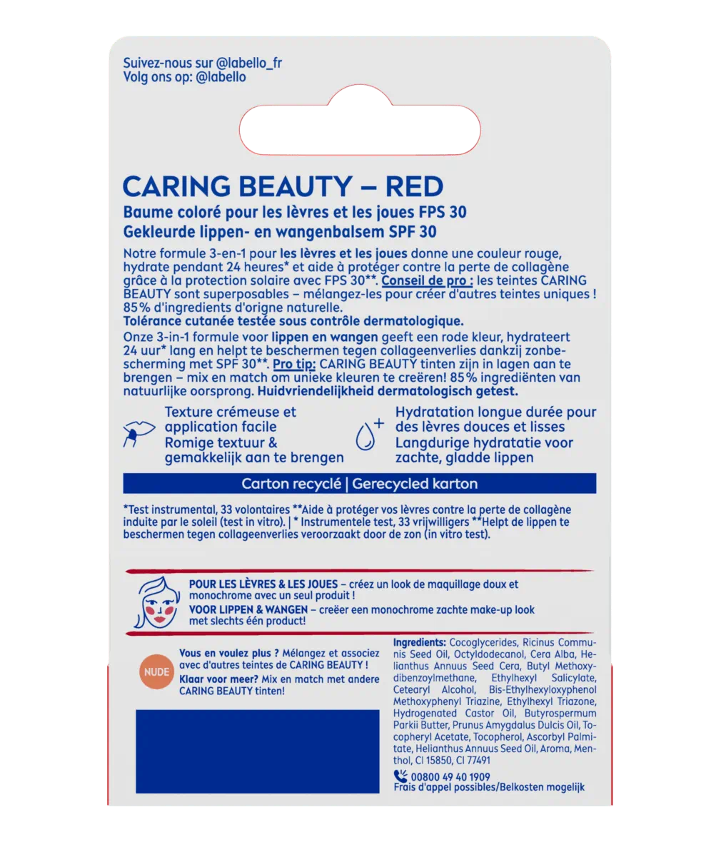 STICK LÈVRES CARING BEAUTY RED