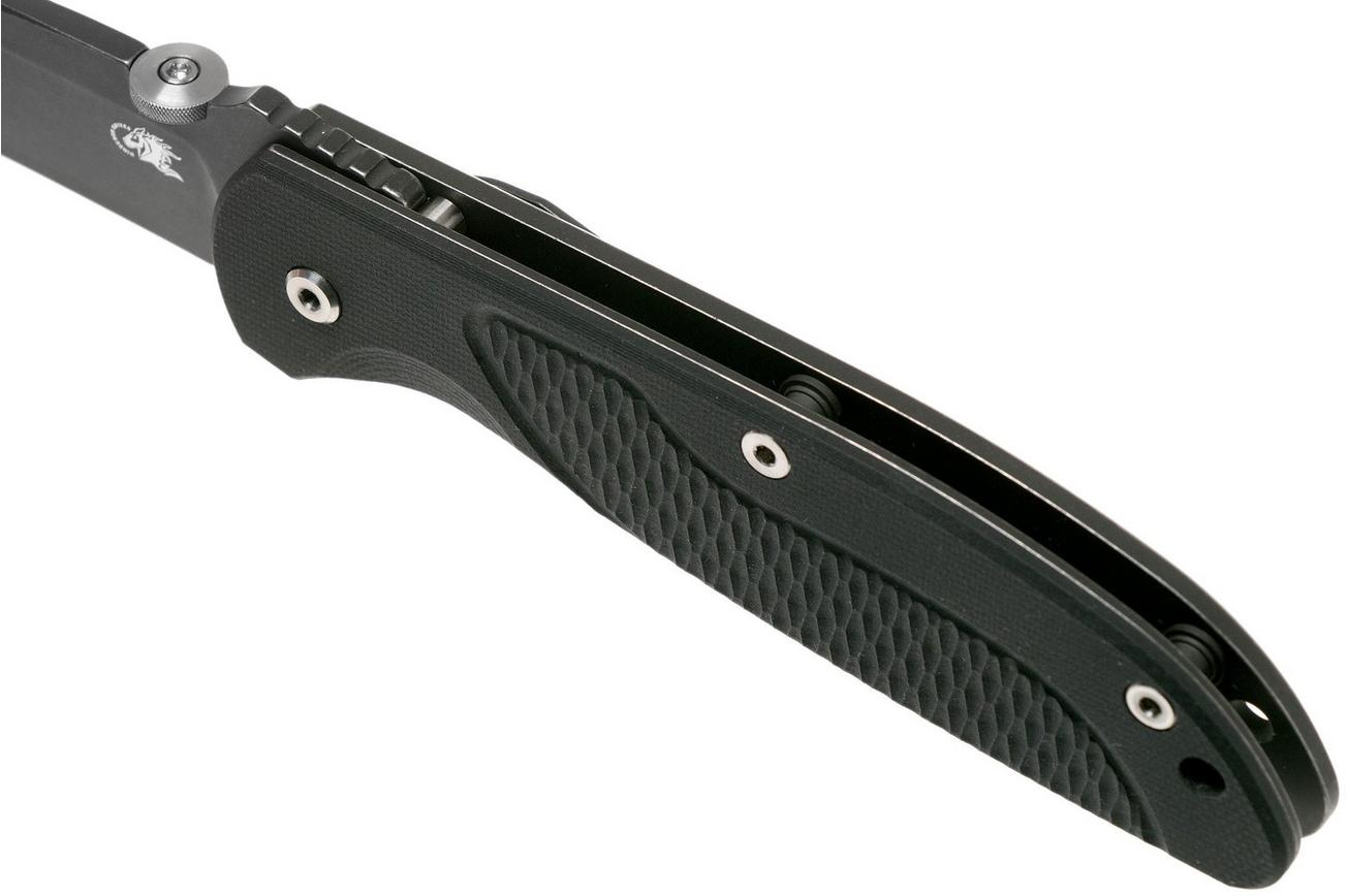 Rick Hinderer FireTac Recurve DLC Battle Black, Black G10 zakmes, Rick Hinderer design