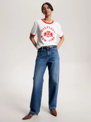 Camiseta Varsity com Logo Flocado