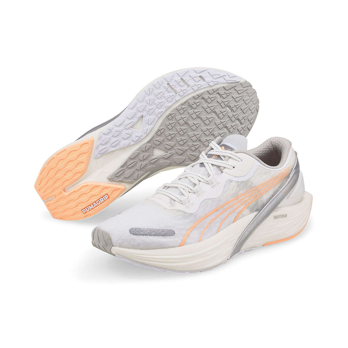 PUMA Run XX Nitro Wildwash Hardloopschoenen Wit/Zilver/Roze Dames