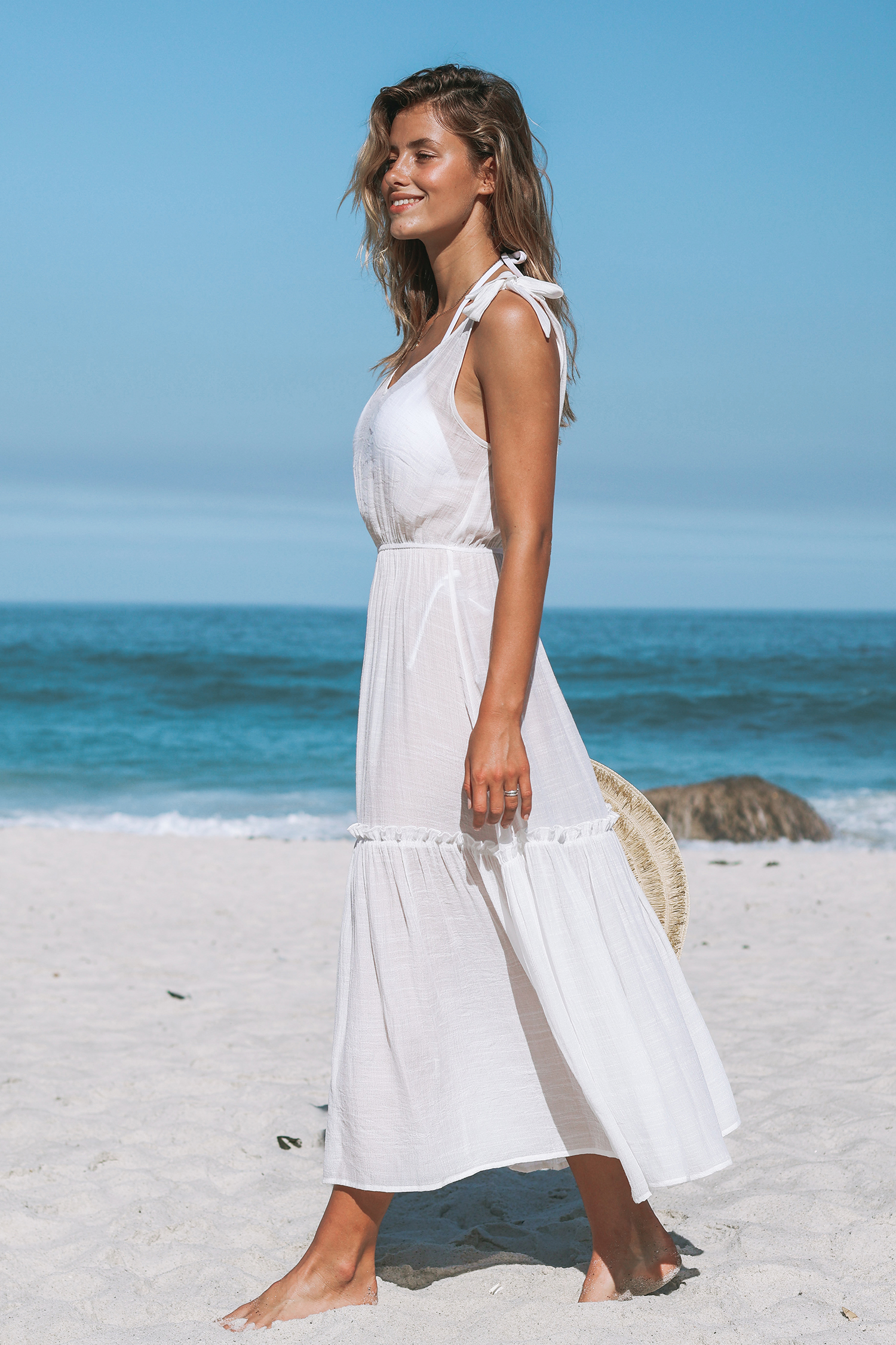 Robe cover up maxi à volants et nœuds