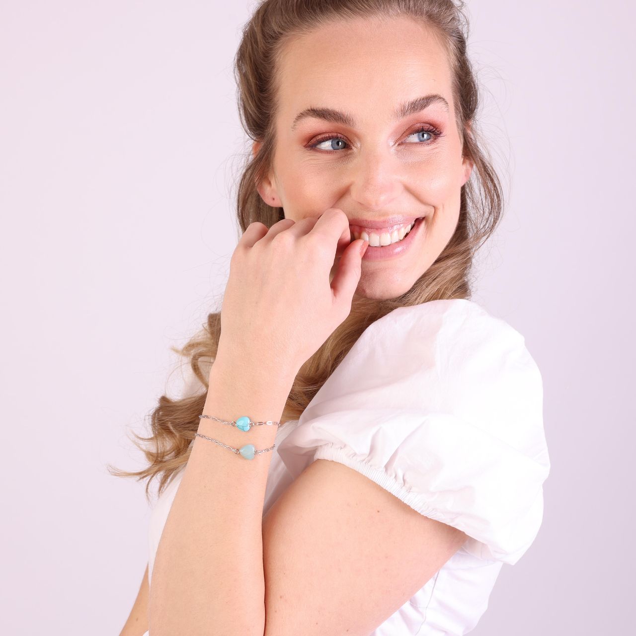 Stalen armband met hart groene aventurijn