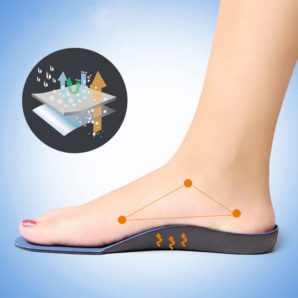 (1 Paar) Gr. 36-38 Schuhsohlen Einlegesohlen Fuss Stütze mit Wölbung - Blau / Schwarz