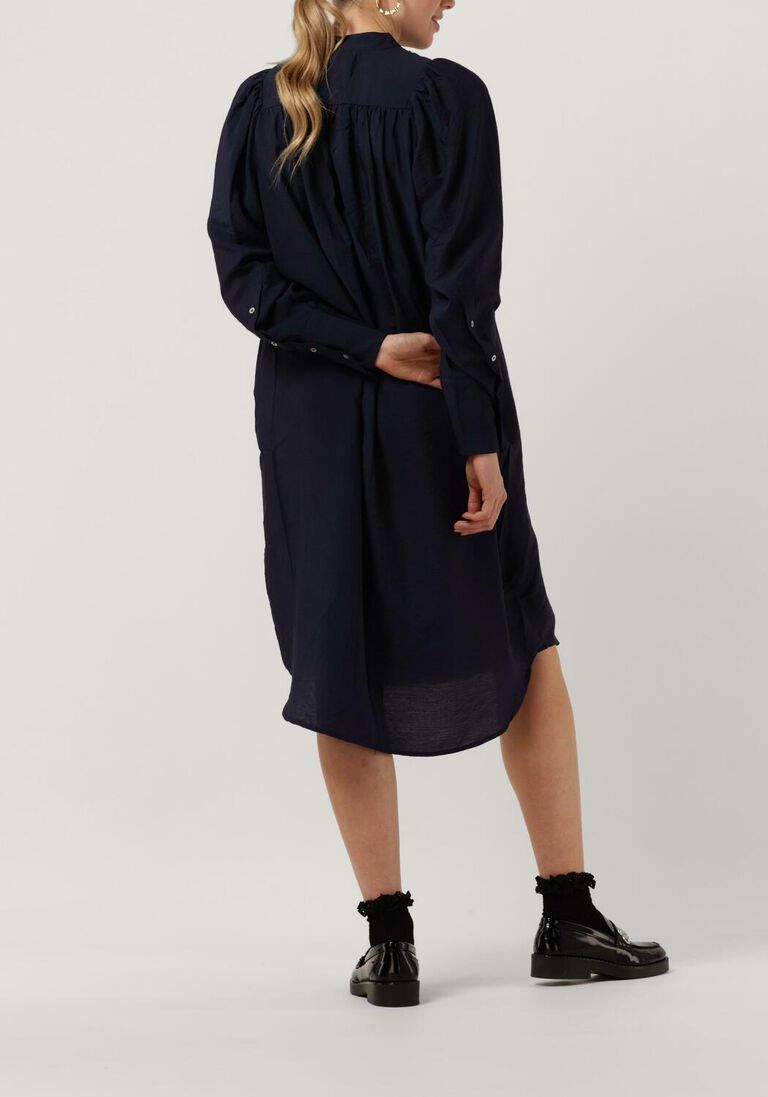 donkerblauwe co'couture midi jurk callum volume dress