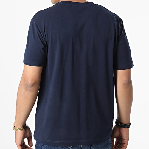 Tee Shirt Oversize Large Small Tag Bleu Marine Blanc