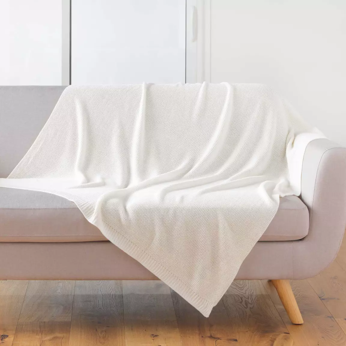 Plaid (150 cm) Tricotine Ecru