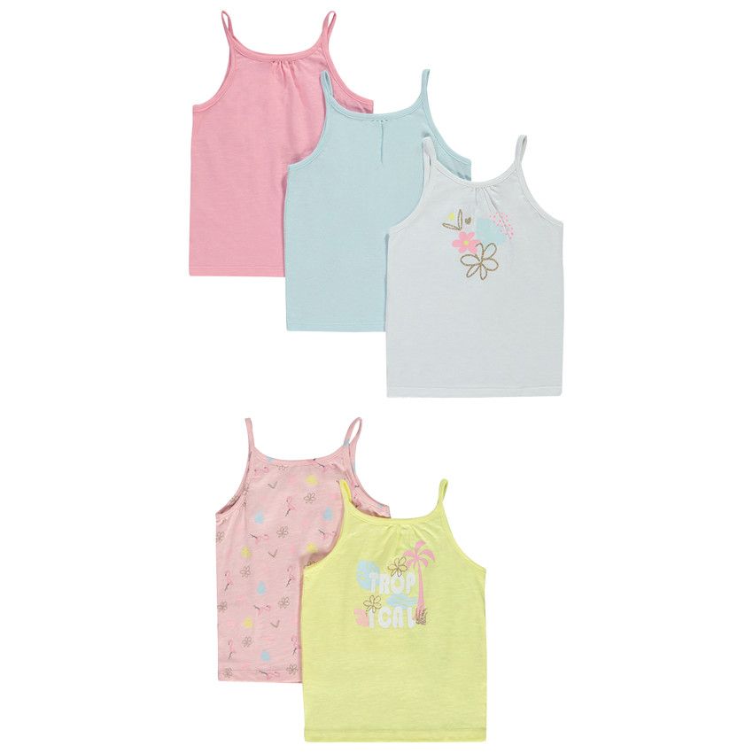 Lot de 5 débardeurs fantaisie pour bébé fille - Blanc